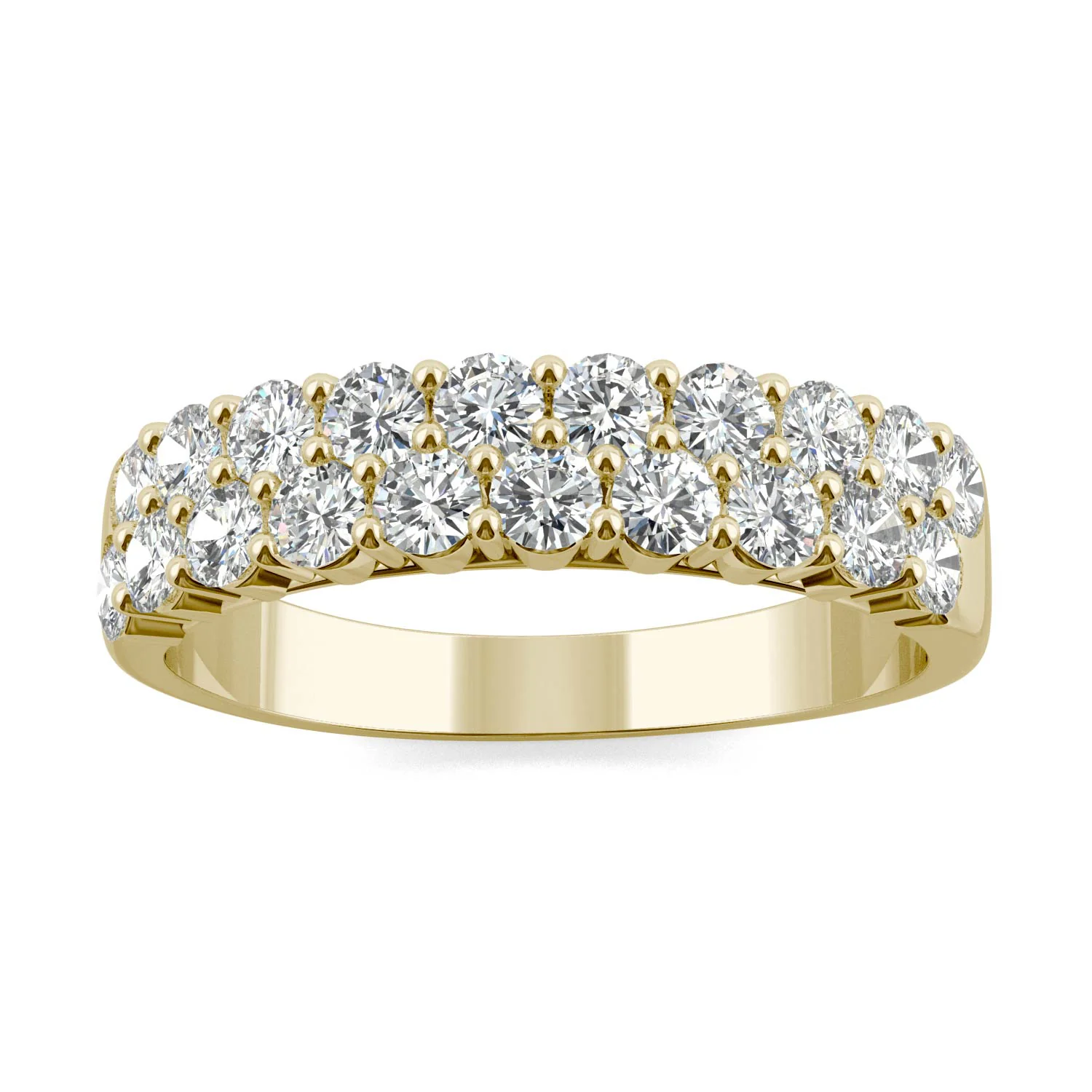 1.00 CTW DEW Round Moissanite Double-Row Band in 14K Yellow Gold