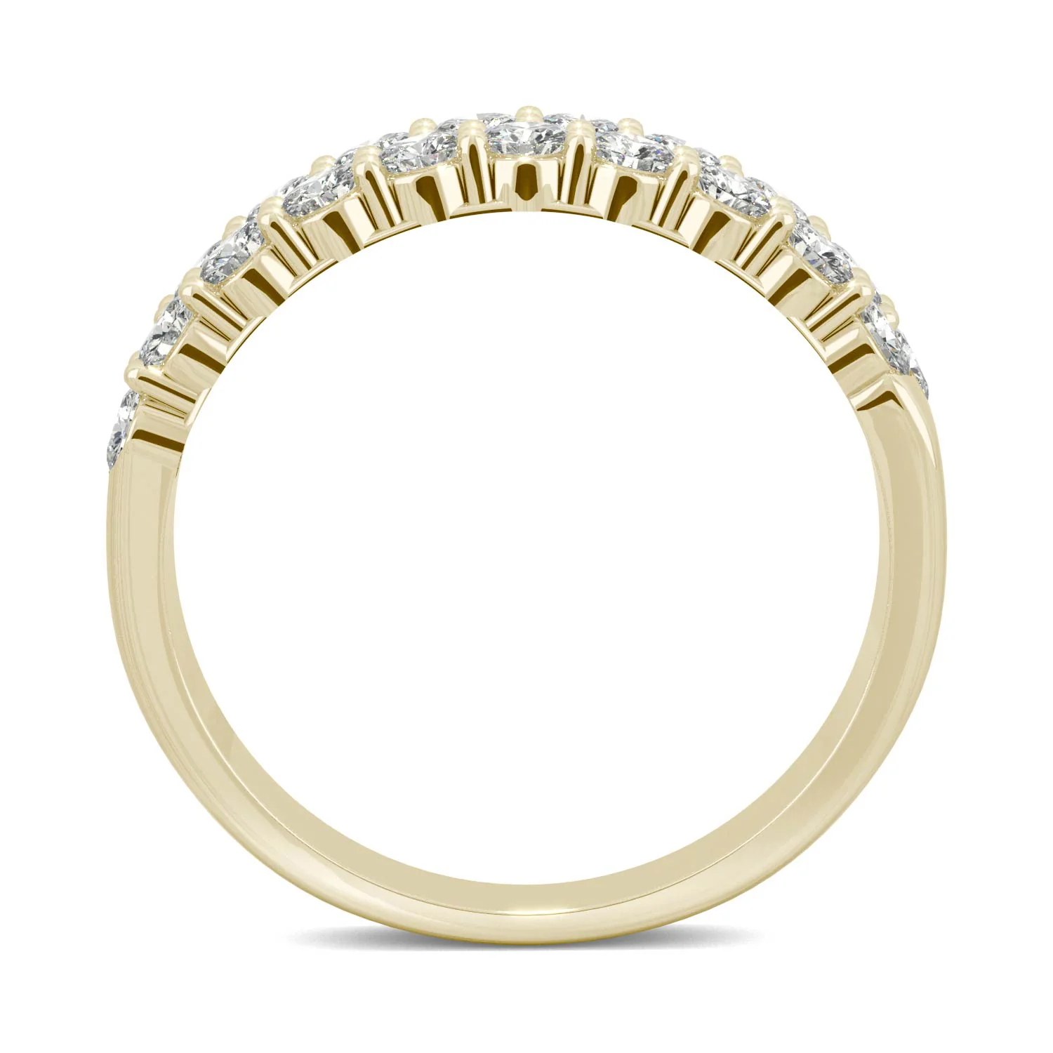 1.00 CTW DEW Round Moissanite Double-Row Band in 14K Yellow Gold - Image 3