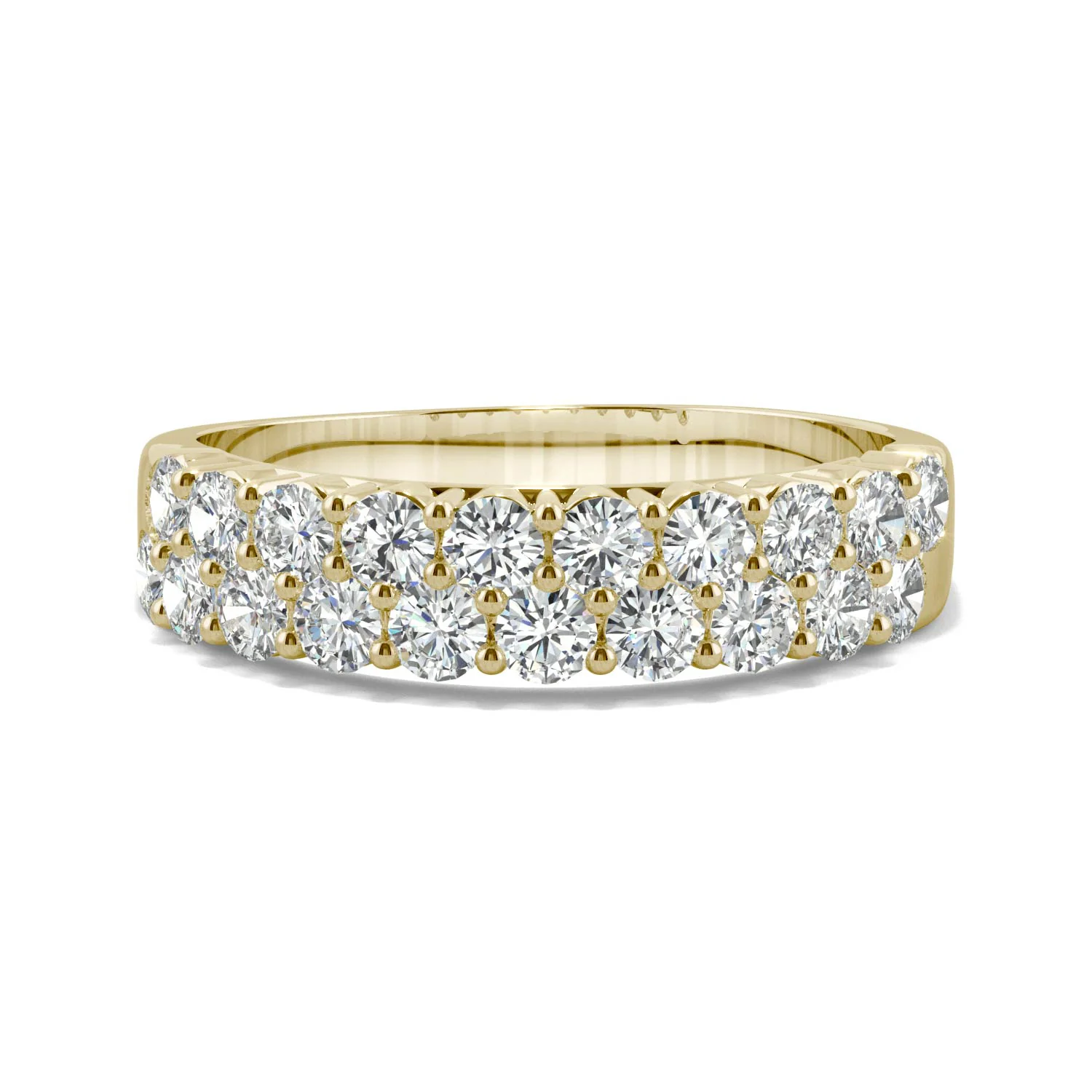 1.00 CTW DEW Round Moissanite Double-Row Band in 14K Yellow Gold - Image 4