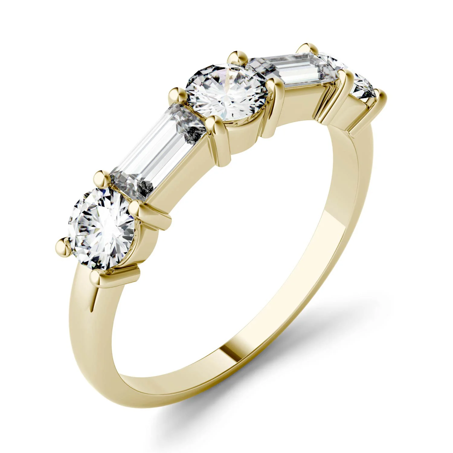 1.15 CTW DEW Straight Baguette Moissanite Band in 14K Yellow Gold - Image 2