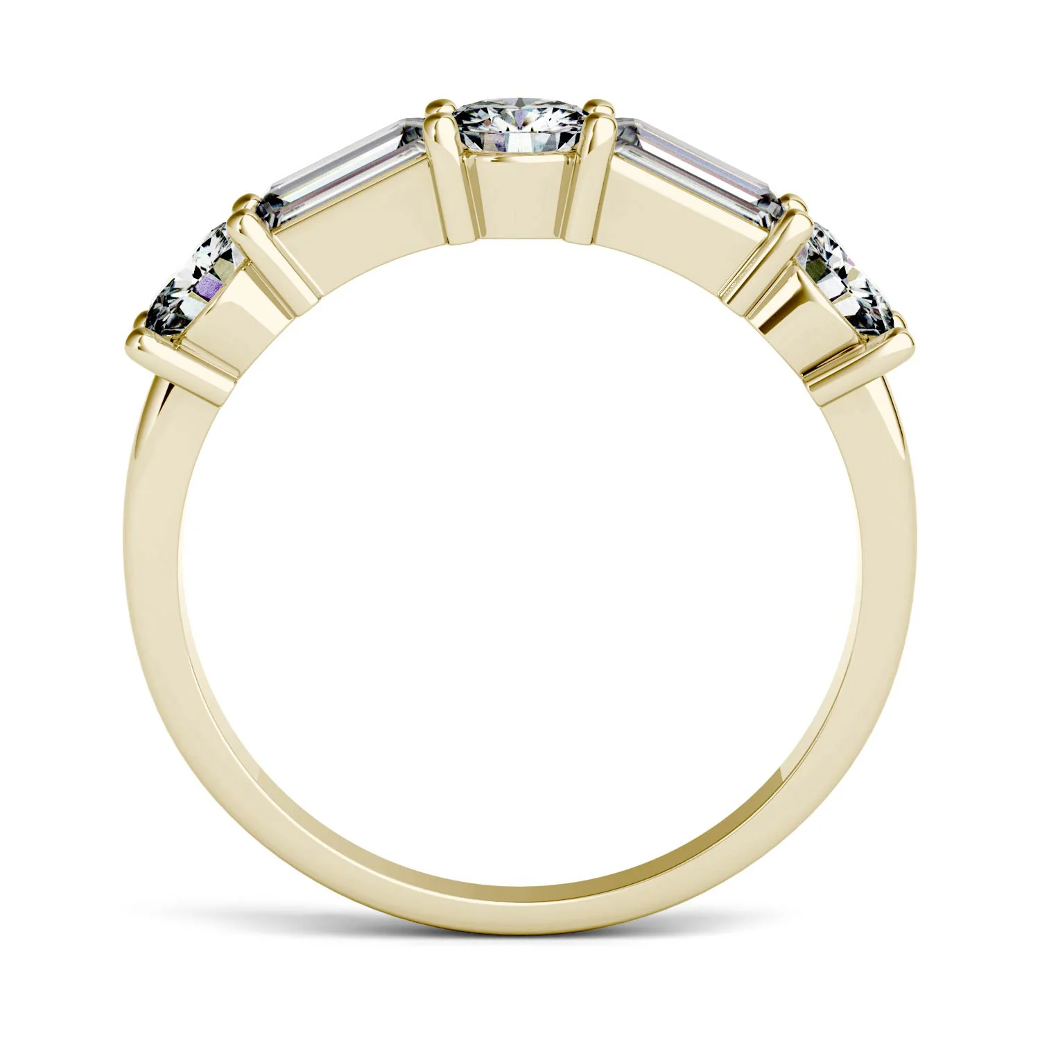 1.15 CTW DEW Straight Baguette Moissanite Band in 14K Yellow Gold - Image 3