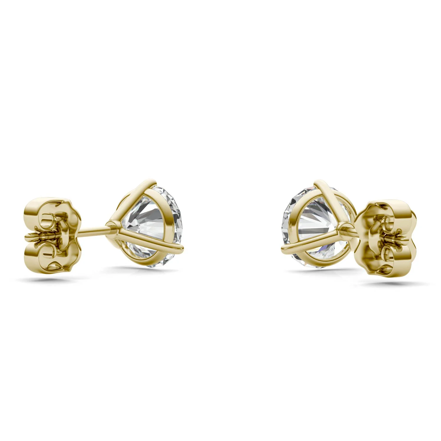 3.00 CTW DEW Round Moissanite Stud Earrings in 14K Yellow Gold - Image 5
