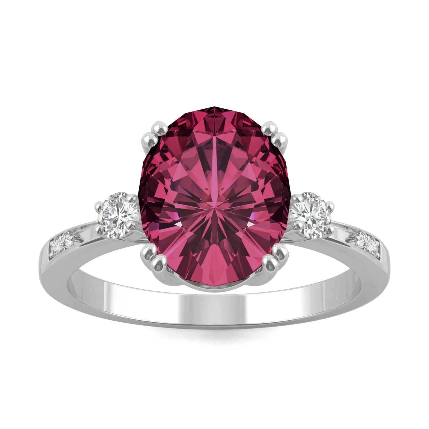 3.64 CTW DEW Oval Created Ruby Ring in 14K White Gold