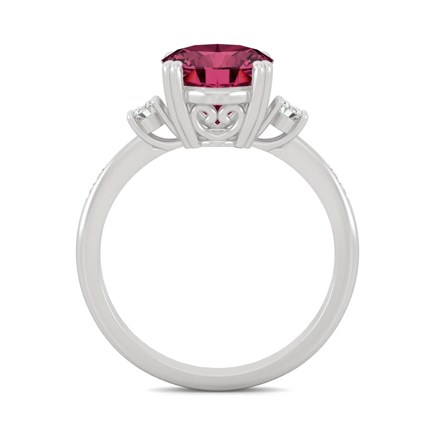 3.64 CTW DEW Oval Created Ruby Ring in 14K White Gold - Image 3
