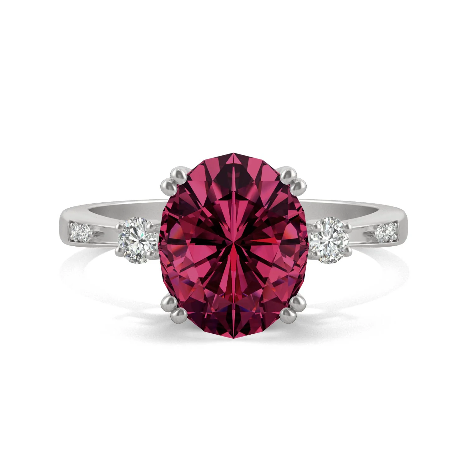 3.64 CTW DEW Oval Created Ruby Ring in 14K White Gold - Image 4