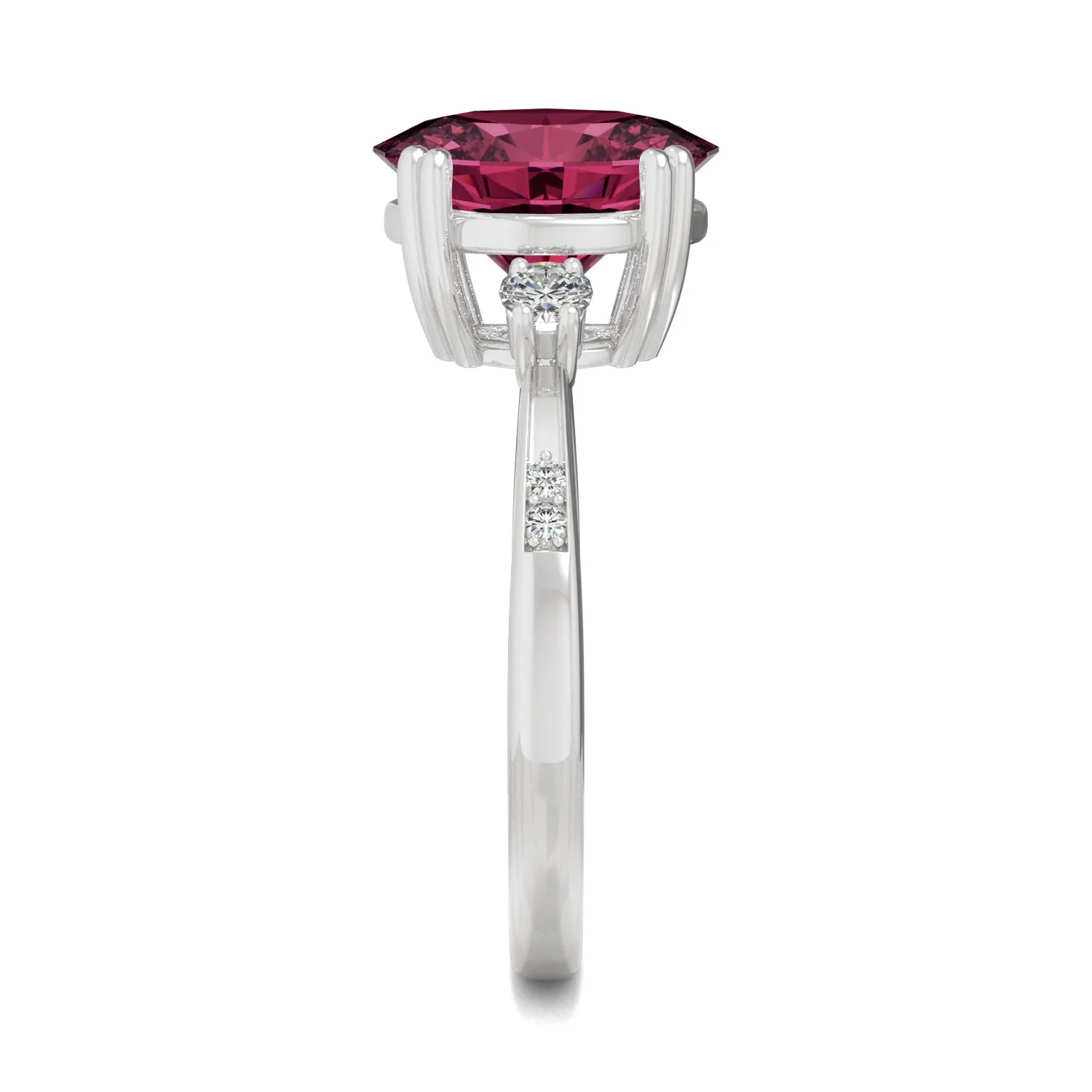 3.64 CTW DEW Oval Created Ruby Ring in 14K White Gold - Image 5