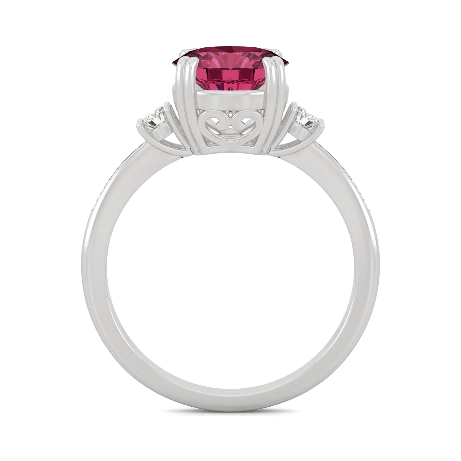 2.84 CTW DEW Round Created Ruby Ring in 14K White Gold - Image 3
