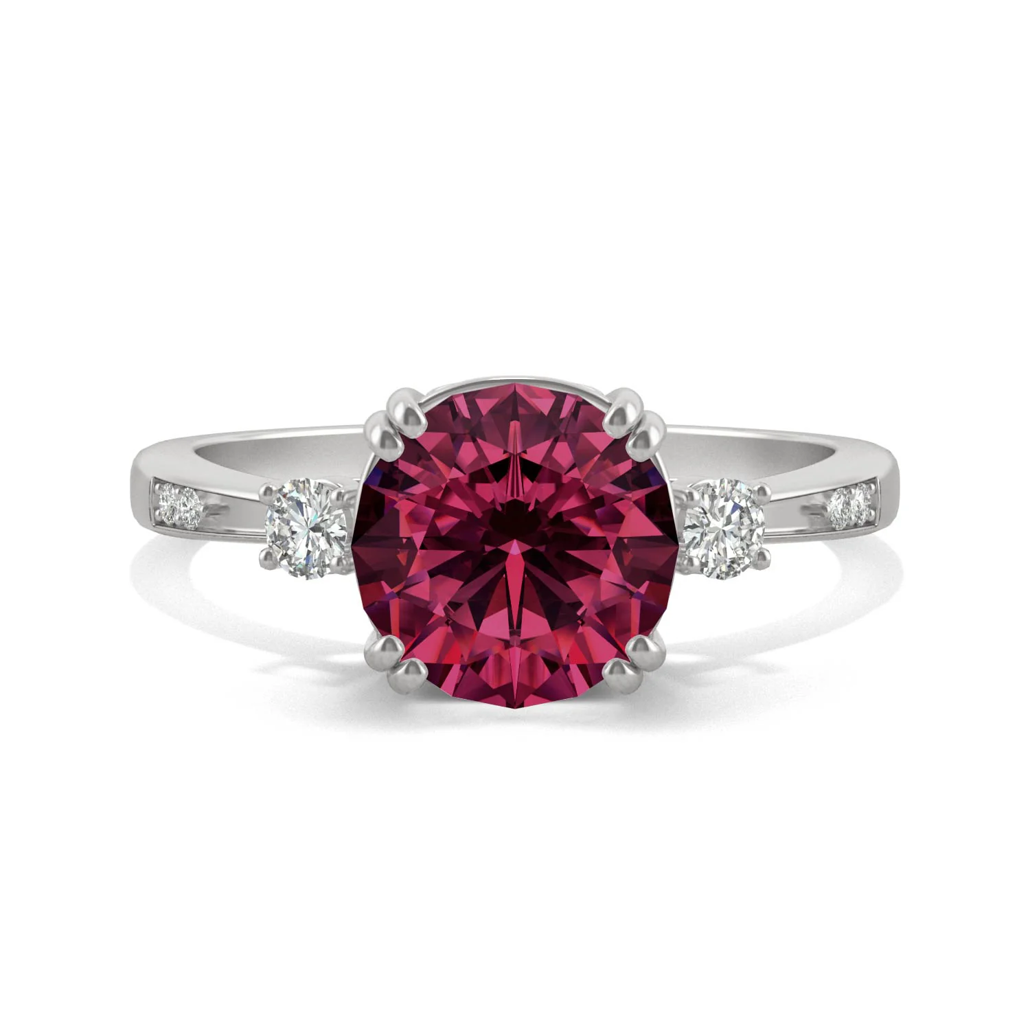 2.84 CTW DEW Round Created Ruby Ring in 14K White Gold - Image 4