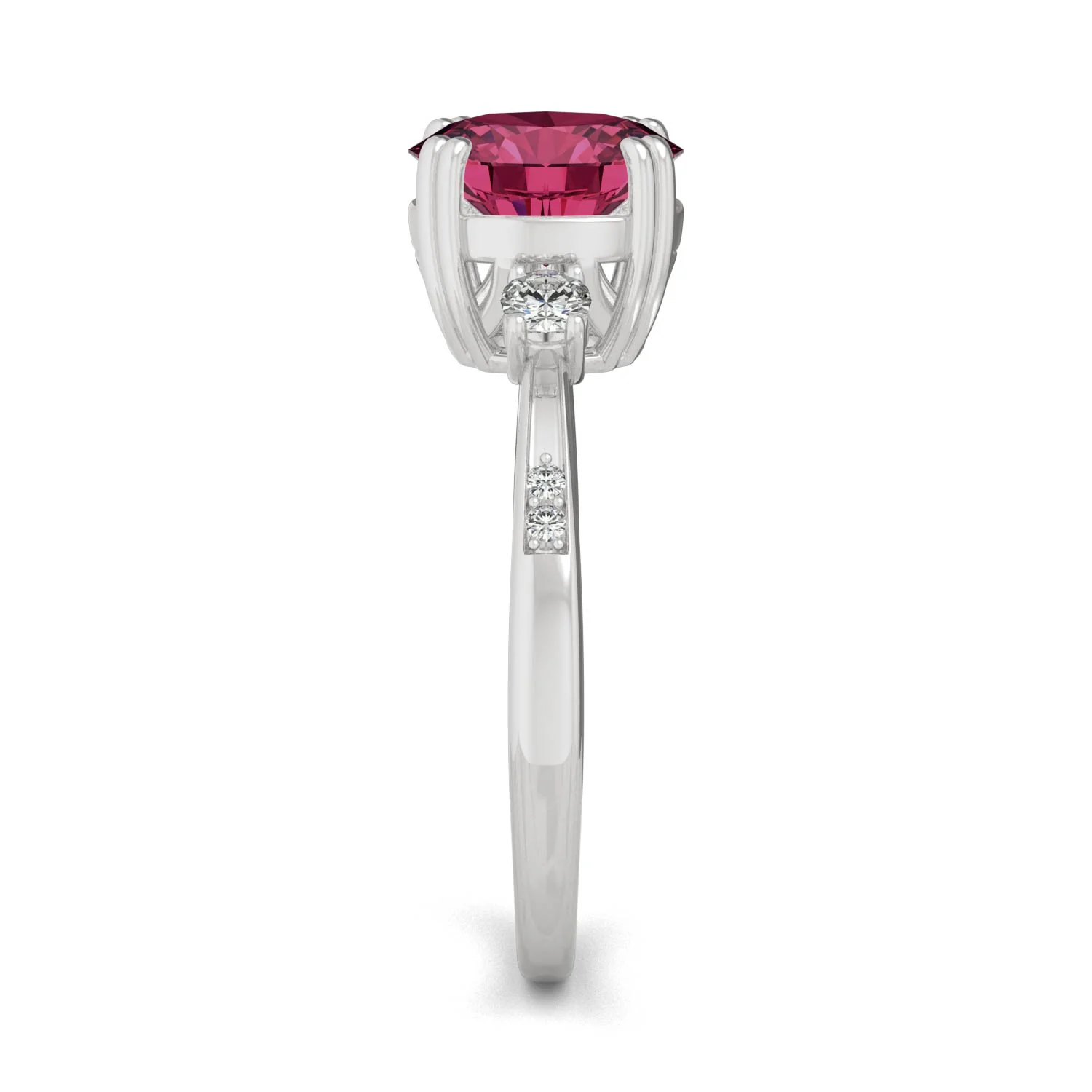 2.84 CTW DEW Round Created Ruby Ring in 14K White Gold - Image 5