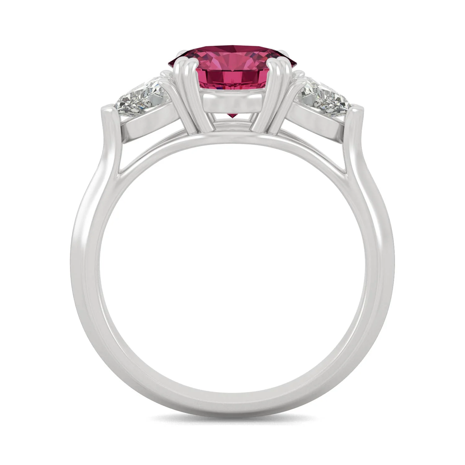3.50 CTW DEW Round Ruby Engagement Ring in 14K White Gold - Image 3