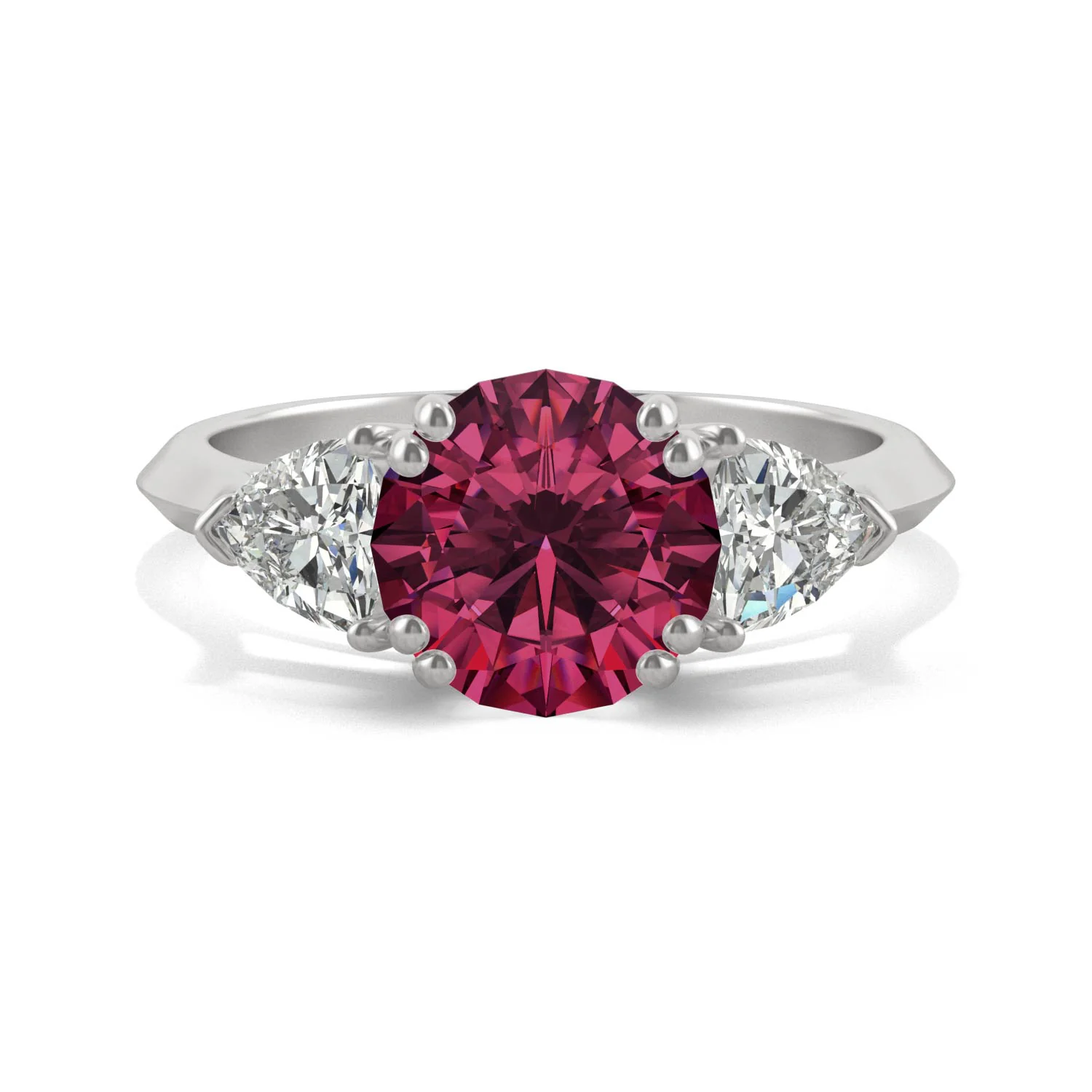 3.50 CTW DEW Round Ruby Engagement Ring in 14K White Gold - Image 4