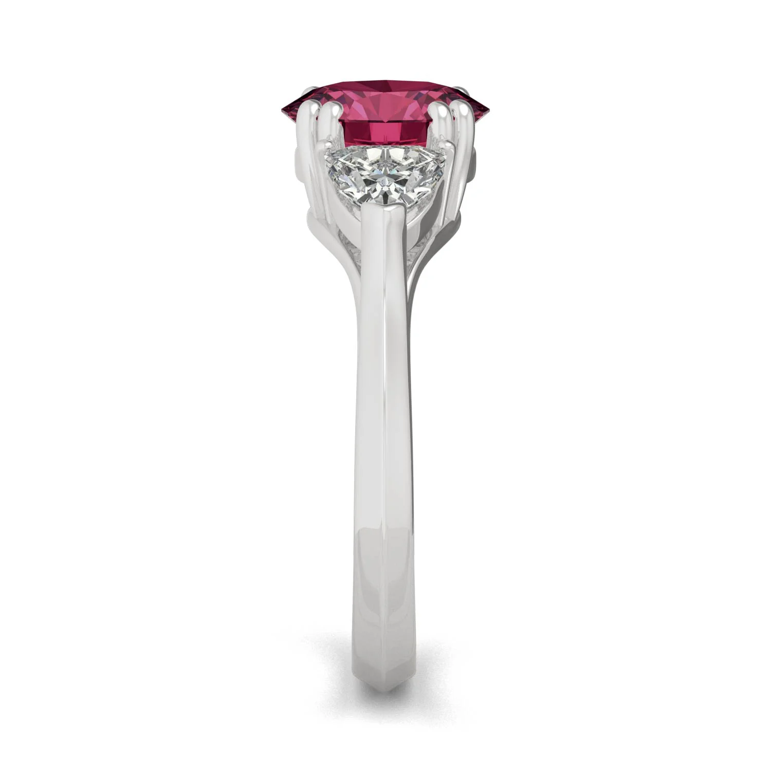3.50 CTW DEW Round Ruby Engagement Ring in 14K White Gold - Image 5
