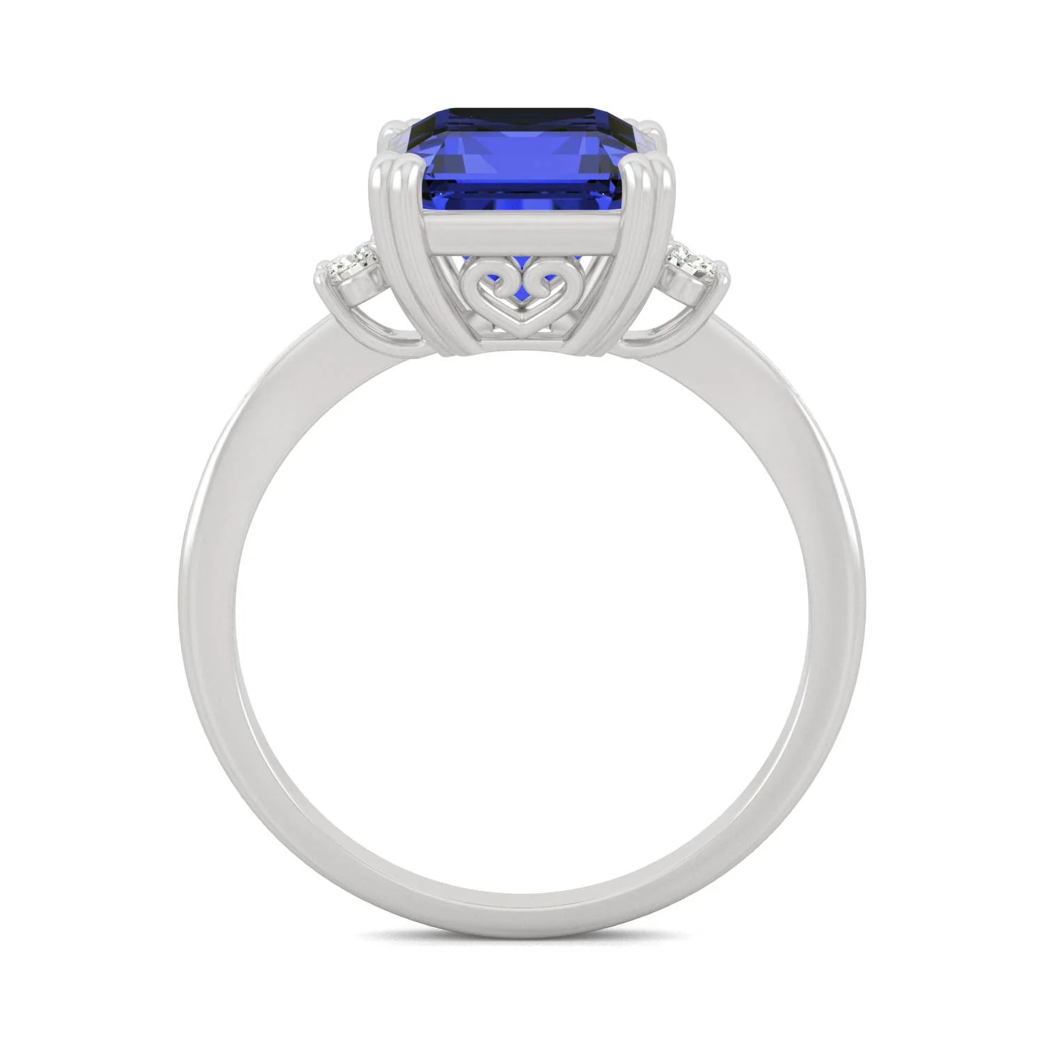 4.14 CTW DEW Created Emerald Sapphire Ring in 14K White Gold - Image 3