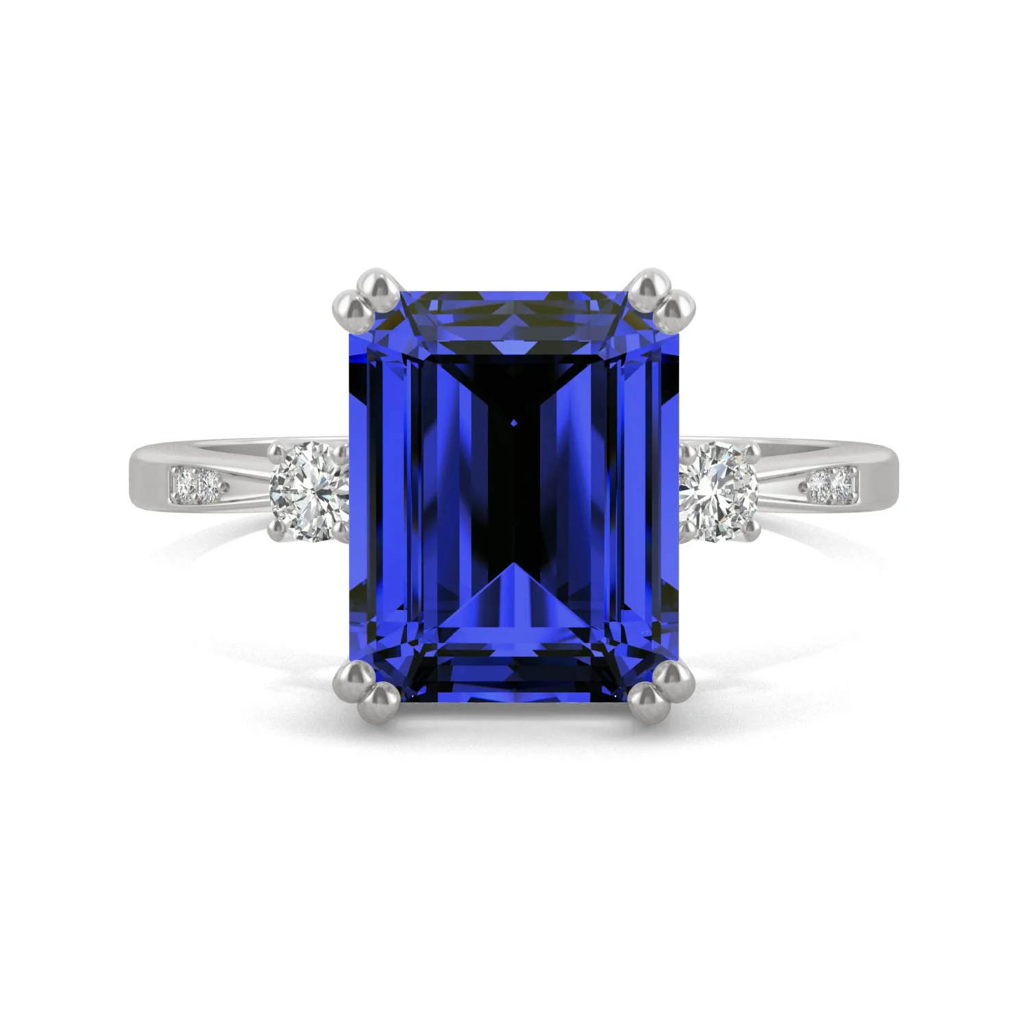 4.14 CTW DEW Created Emerald Sapphire Ring in 14K White Gold - Image 4