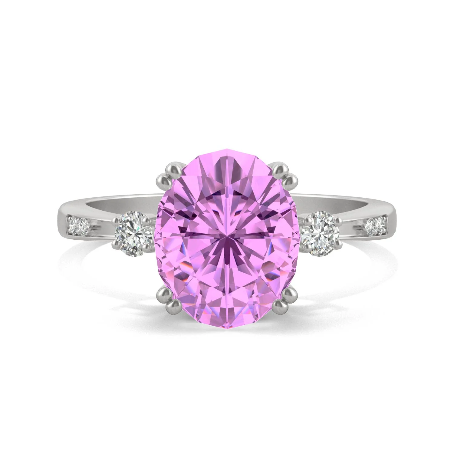 3.64 CTW DEW Oval Pink Sapphire Basket Ring in 14K White Gold - Image 4