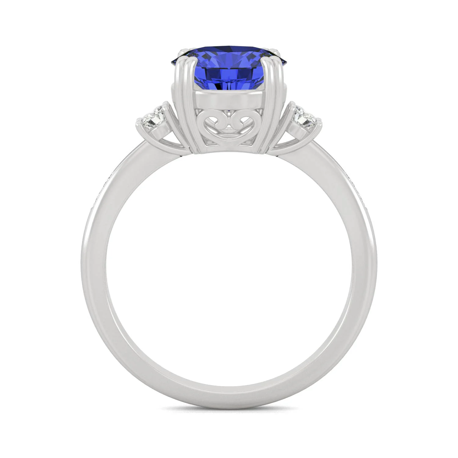 2.84 CTW DEW Round Created Sapphire Ring in 14K White Gold - Image 3