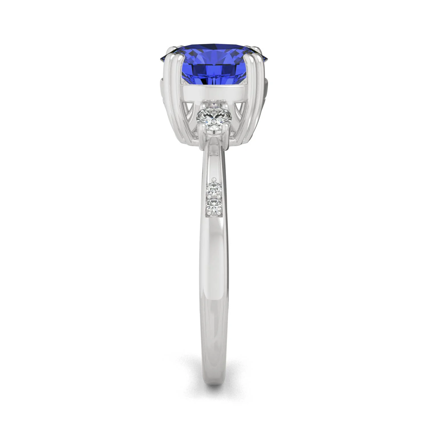 2.84 CTW DEW Round Created Sapphire Ring in 14K White Gold - Image 5