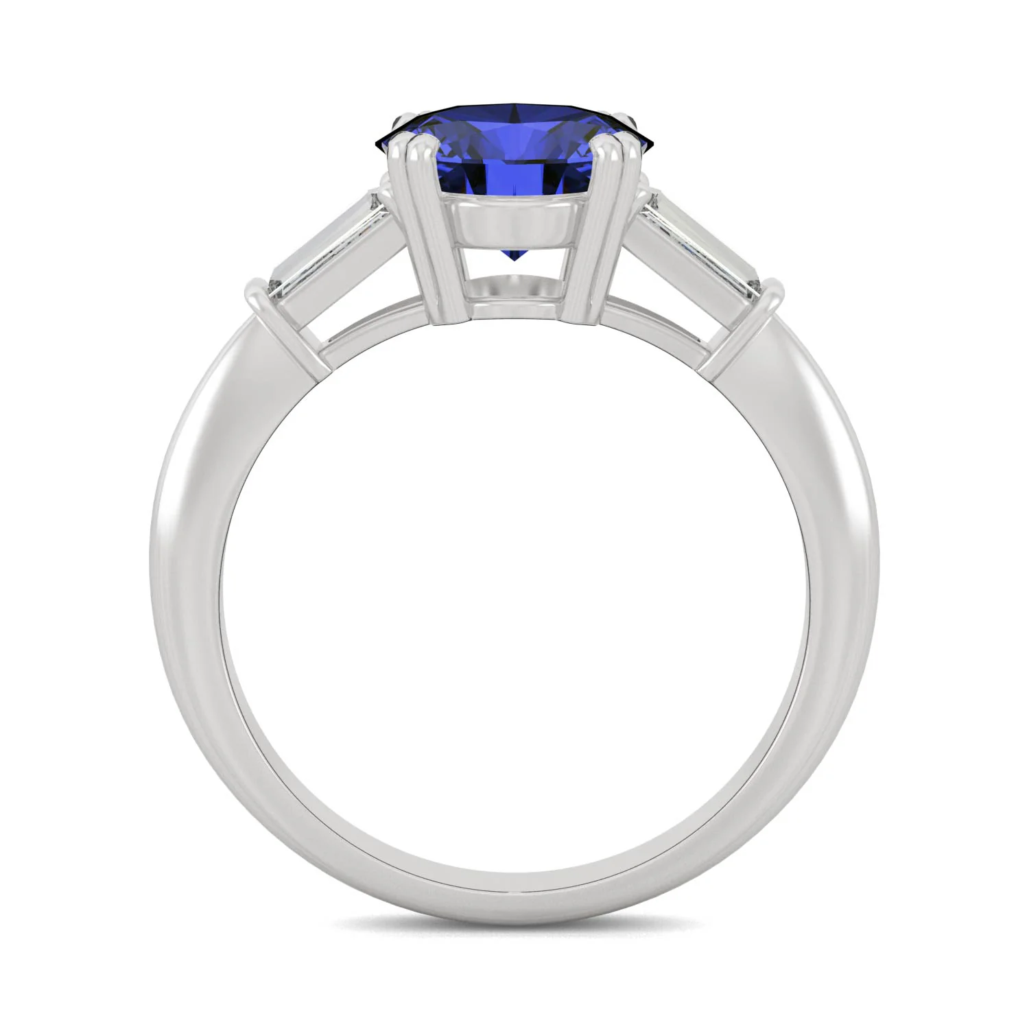 3.07 CTW DEW Round Created Sapphire Three-Stone Ring in 14K White Gold - Image 3