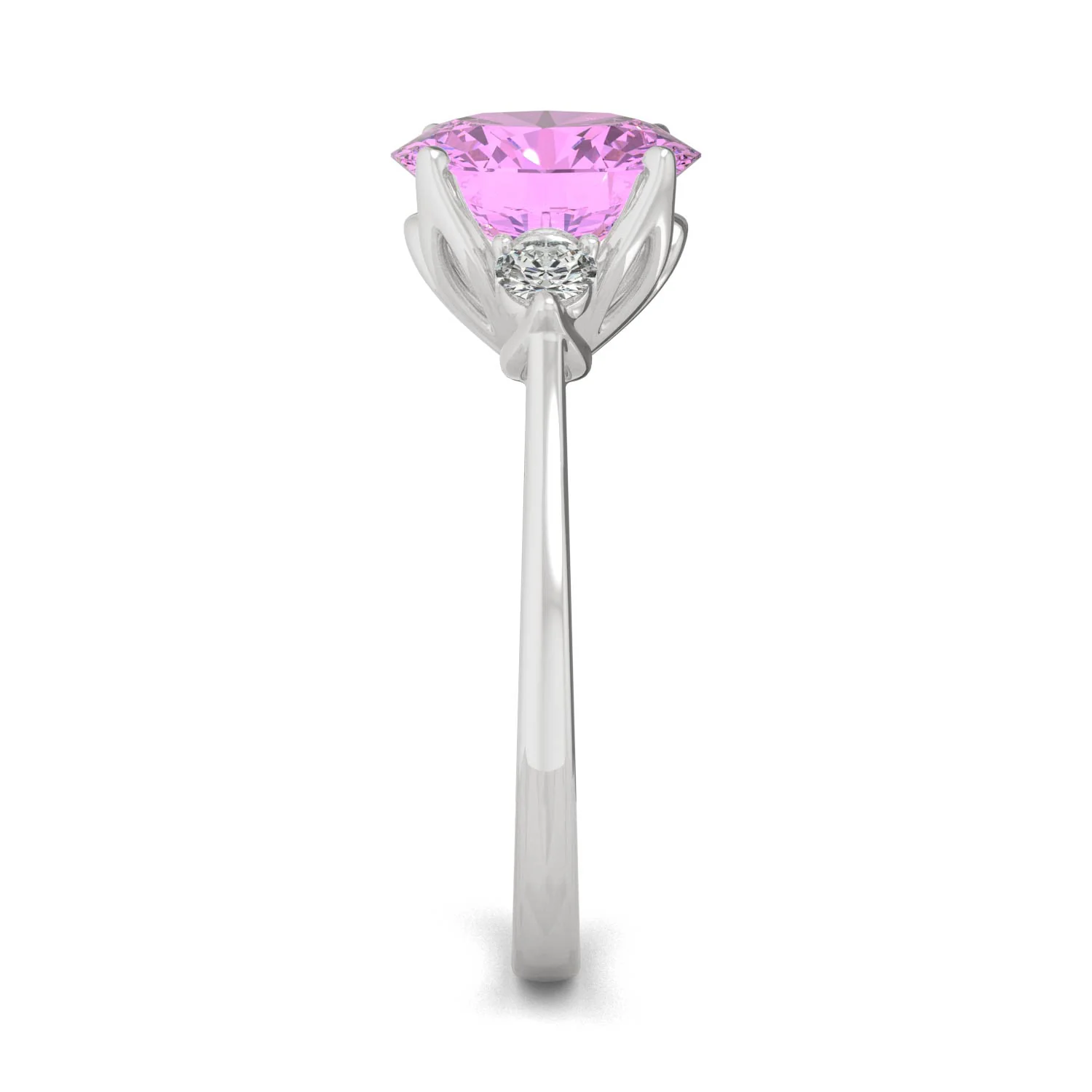3.55 CTW DEW Round Pink Sapphire Engagement Ring in 14K White Gold - Image 5