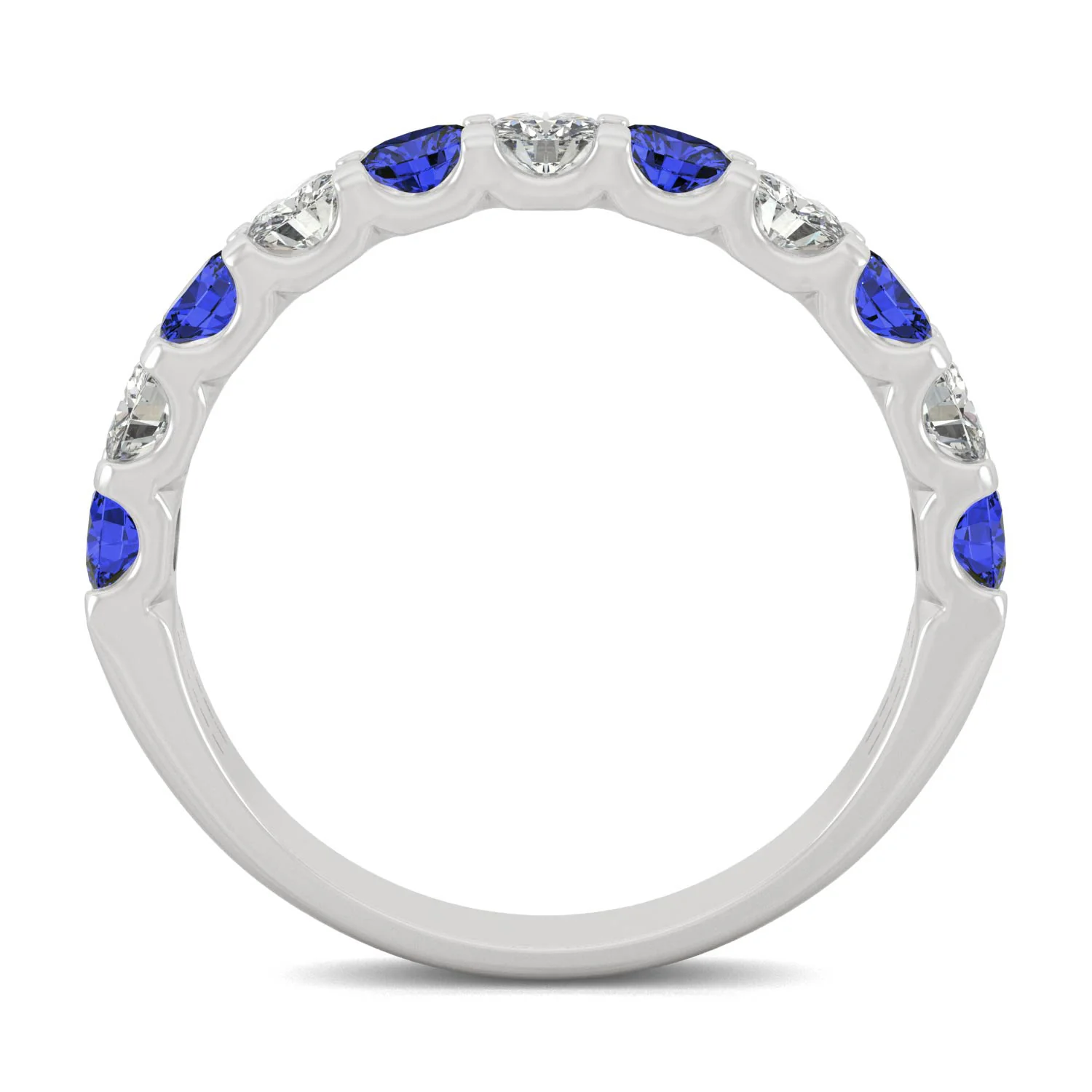 1.58 CTW DEW Round Moissanite and Created Sapphire Band in 14K White Gold - Image 3