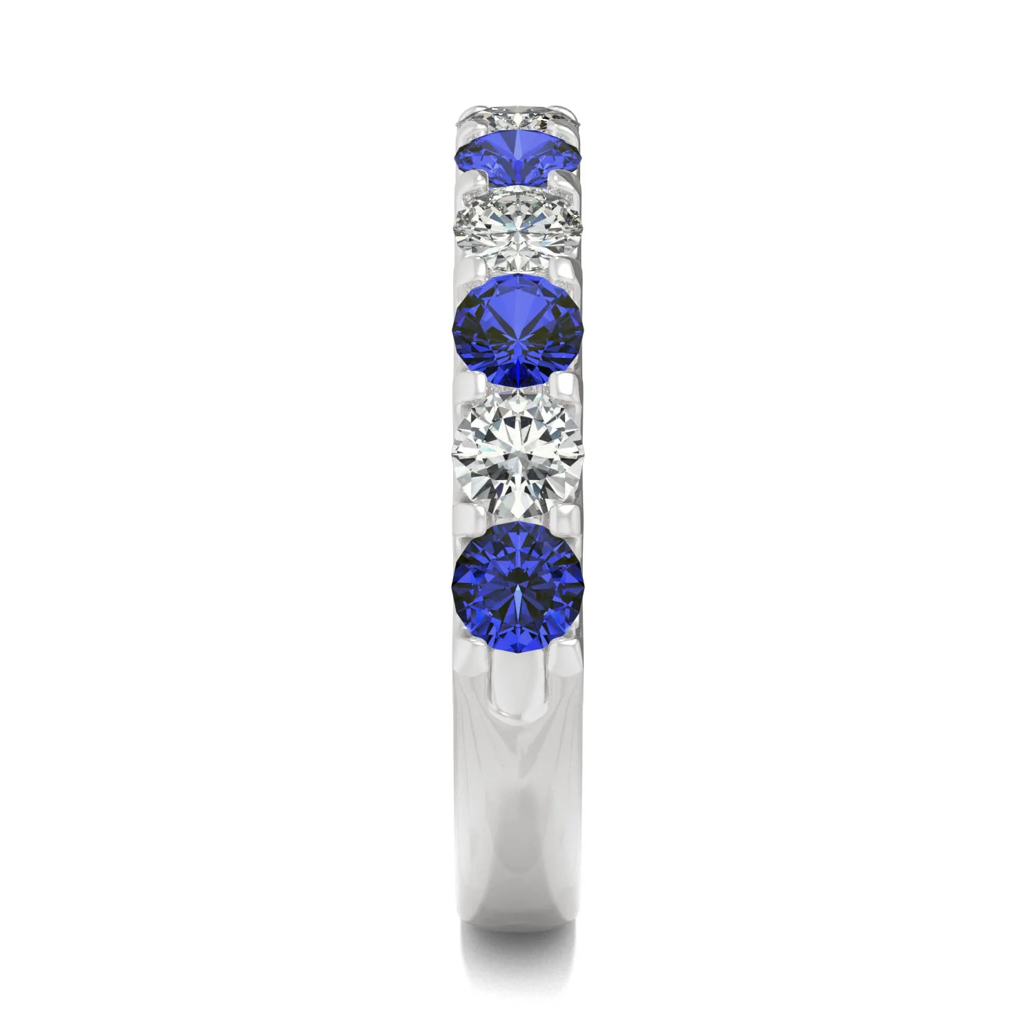 1.58 CTW DEW Round Moissanite and Created Sapphire Band in 14K White Gold - Image 5