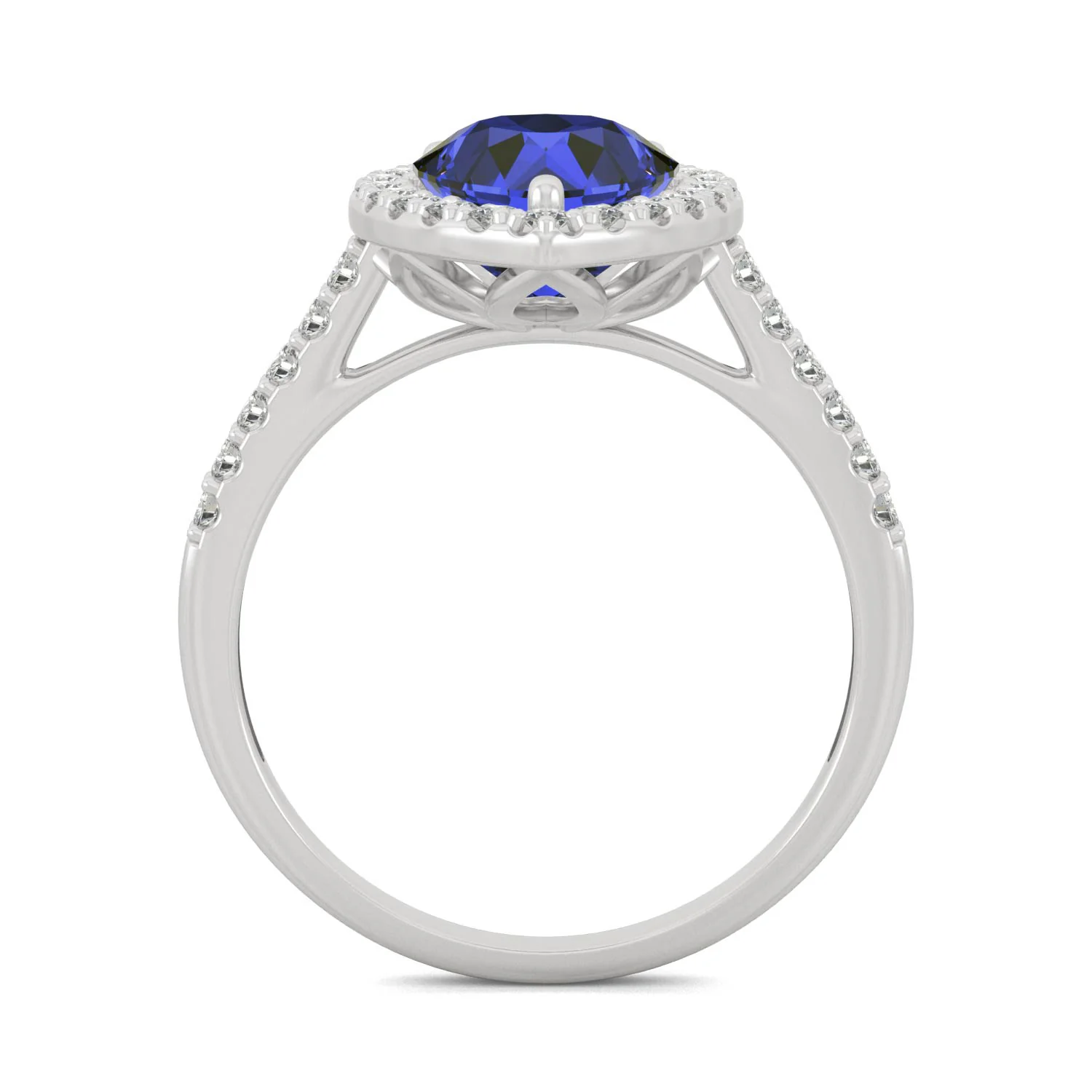 2.98 CTW DEW Pear Sapphire Halo Ring in 14K White Gold - Image 3