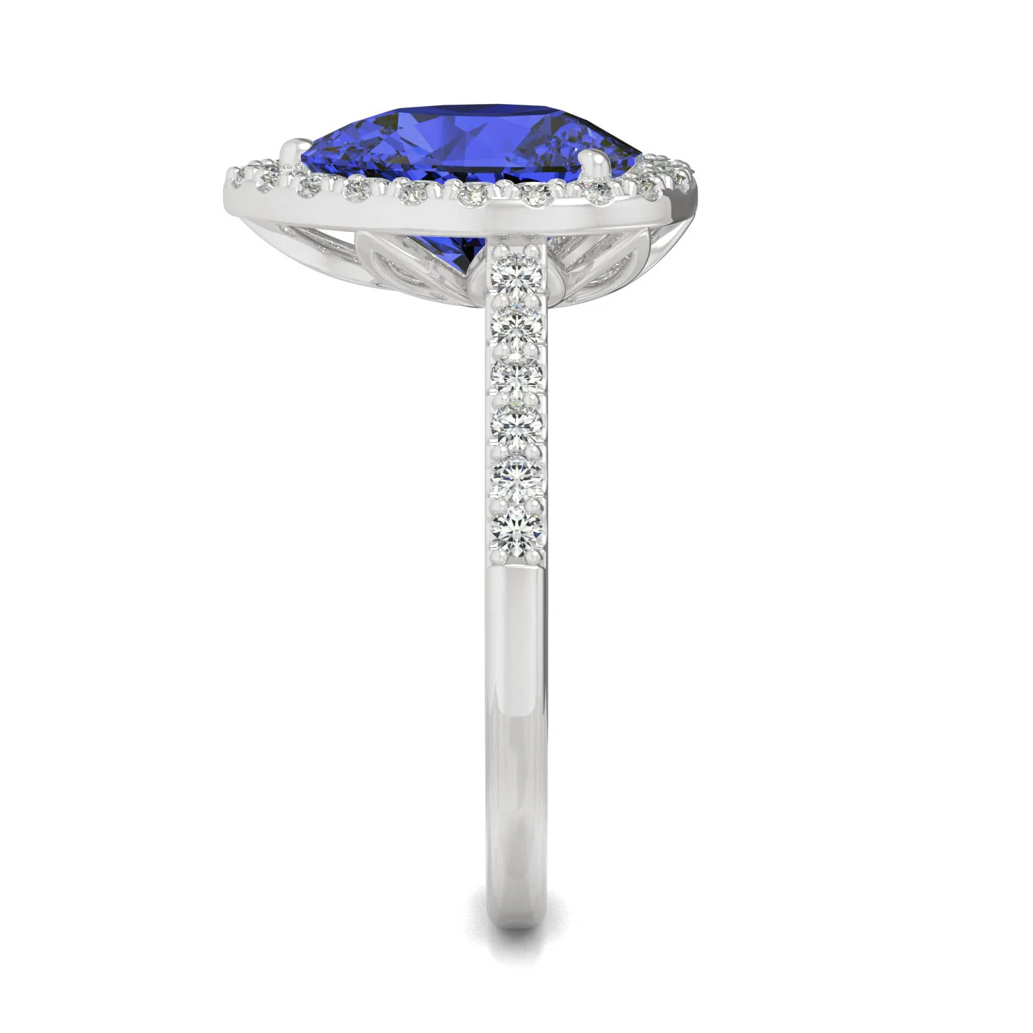 2.98 CTW DEW Pear Sapphire Halo Ring in 14K White Gold - Image 5