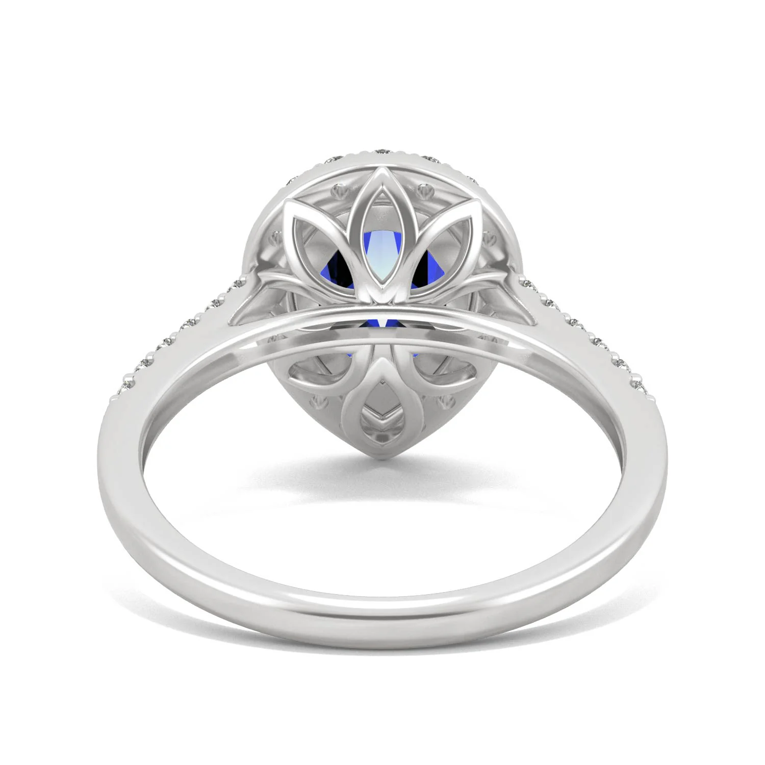 2.98 CTW DEW Pear Sapphire Halo Ring in 14K White Gold - Image 6