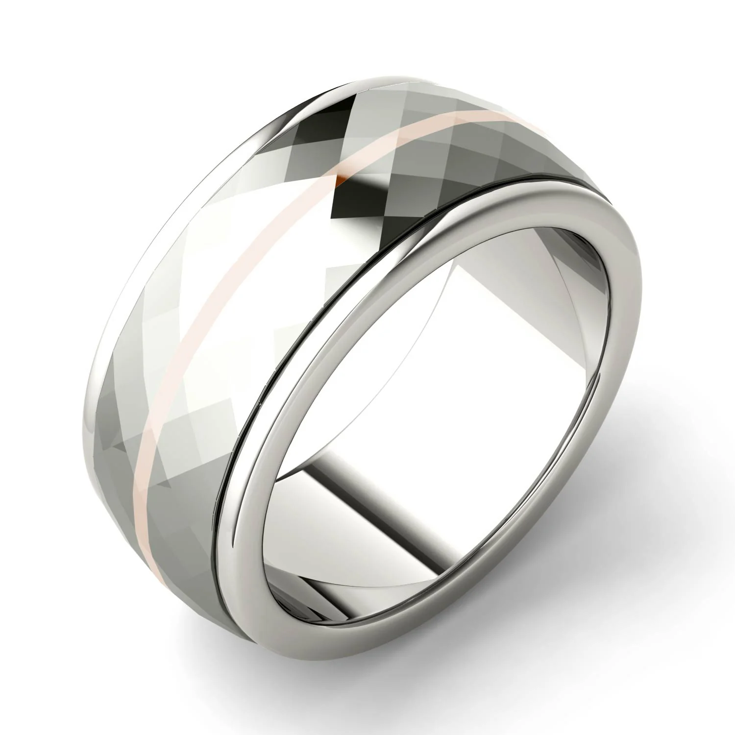 Men's Wedding Band in Titanium and 14K Gold - Image 3